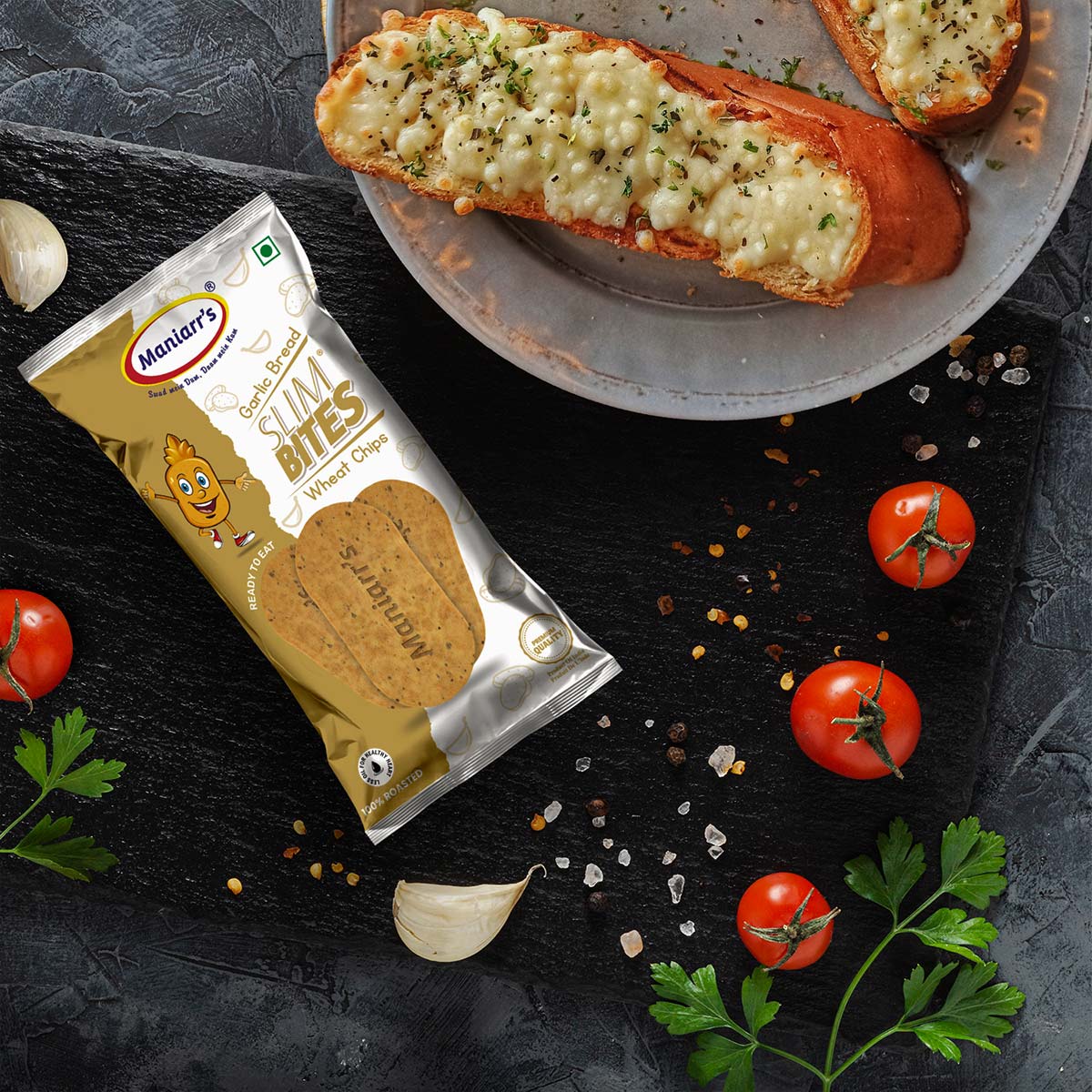 Maniarr's Garlic Bread Khakhra Wheat Chips (60gm) Maniarr's Garlic Bread Khakhra Wheat Chips (60gm)
